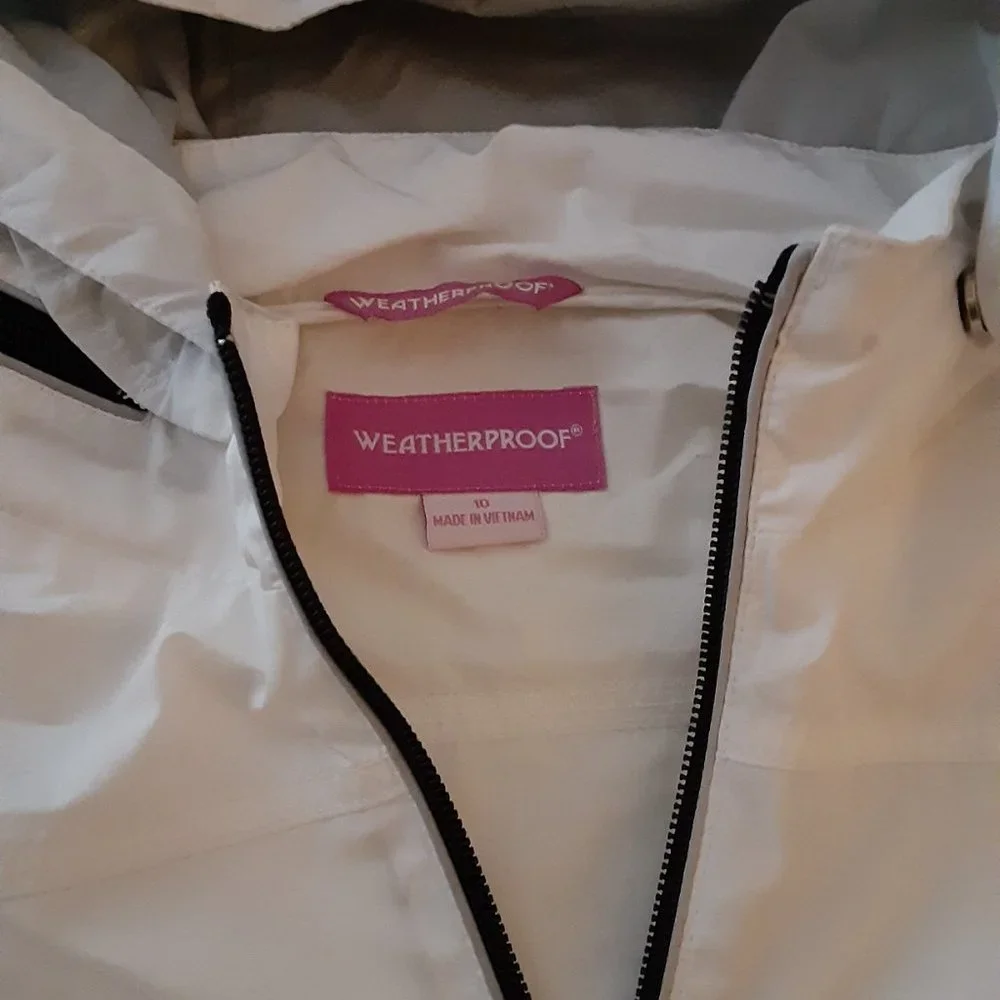 WEATHERPROOF white nylon rain slicker / windbreaker kids size 10